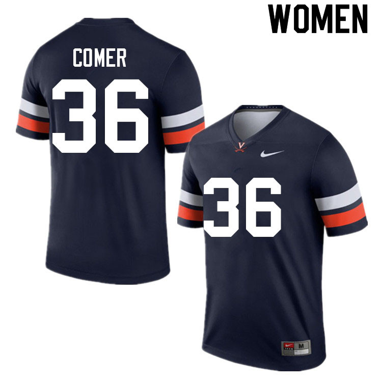 Women #36 Joe Comer Virginia Cavaliers College Football Jerseys Sale-Navy